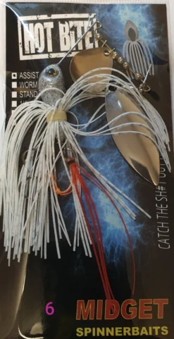 Hot Bite Midget Spinnerbait Lure - 5/8oz -Best Fishing Store Hot Bite Midget Spinnerbait Lure Pearl Waka6