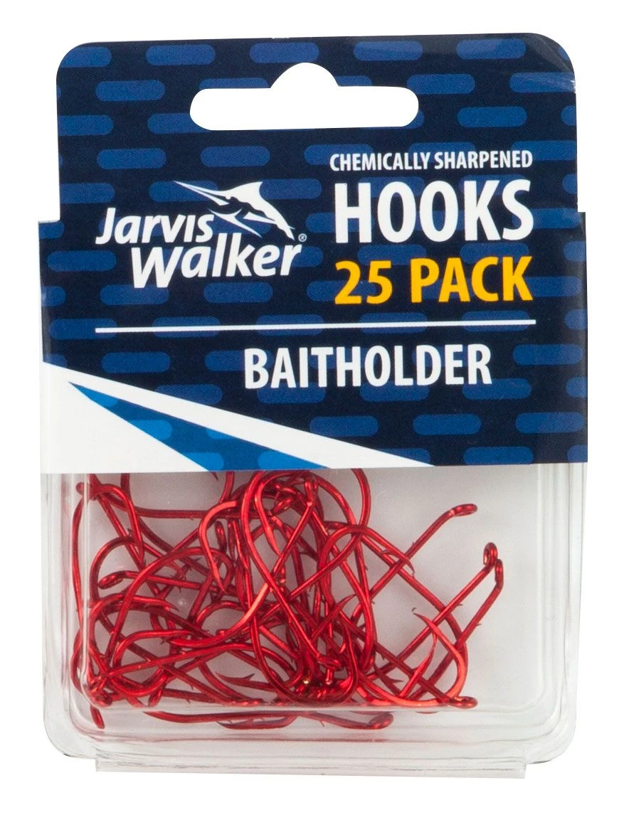 Jarvis Walker Bulk Value 25 Pack Chemically Sharpened Red Baitholder Hook 1 Jarvis Walker Bulk Value 25 Pack Chemically Sharpened Red Baitholder Hook