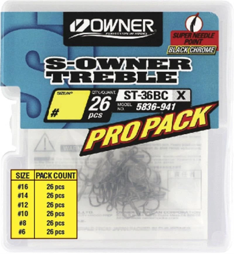 Owner ST36BC Treble Hook Bulk Value Pro Pack 1 Owner ST36BC Treble Hook Bulk Value Pro Pack